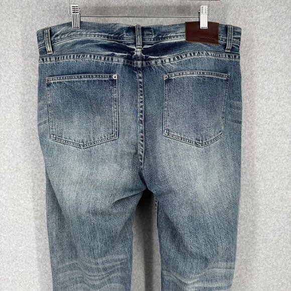 Carbon 2 Cobalt Mens Straight Leg Jeans Size 36 Light Wash Distressed Button Fly - Picture 6 of 15